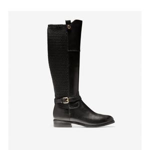 COLE HAAN Galina Belted Leather Knee High Boots